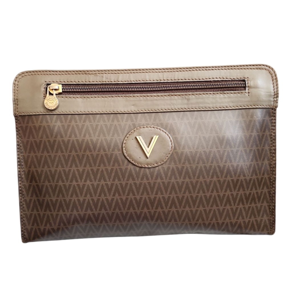 Mario Valentino Brown and Tan Clutch Good For Travel